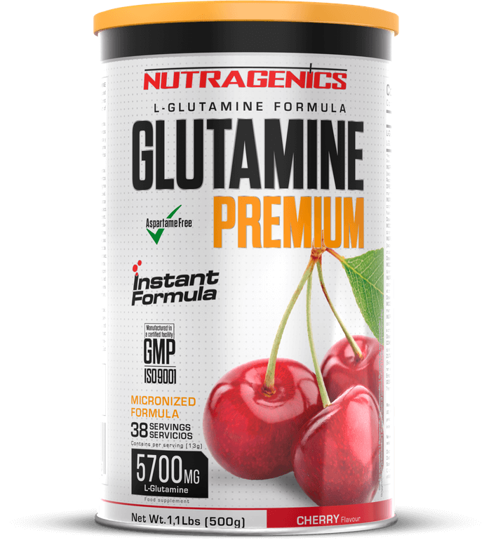 Glutamine Premium (5515 mg) - Glutamina en polvo en 4 sabores increíbles